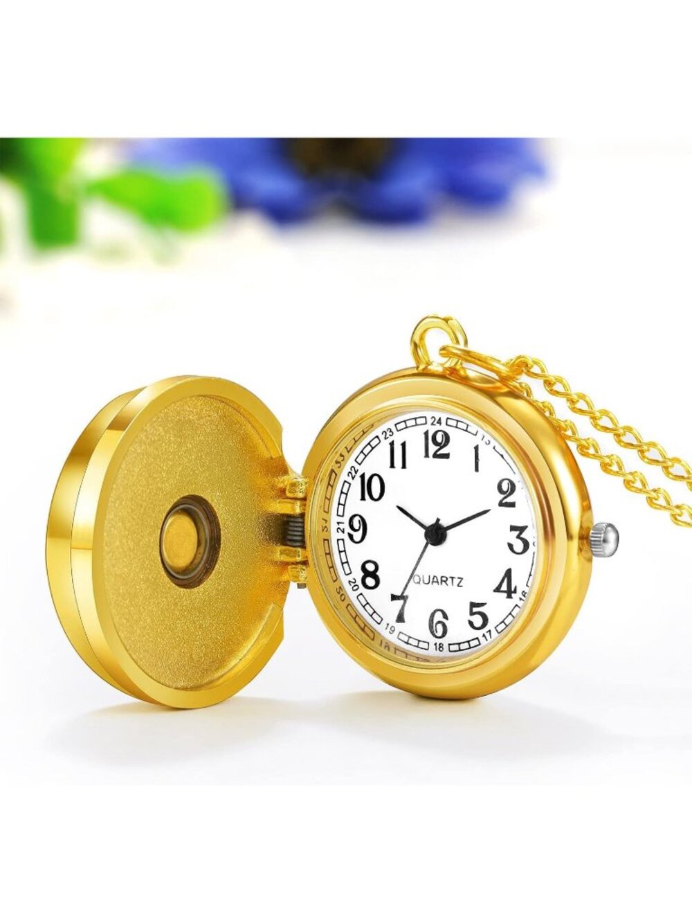Women's Gold Quartz Flower Birds Vintage Pendant Necklace Chain Pocket Watch - Picture 2 of 6